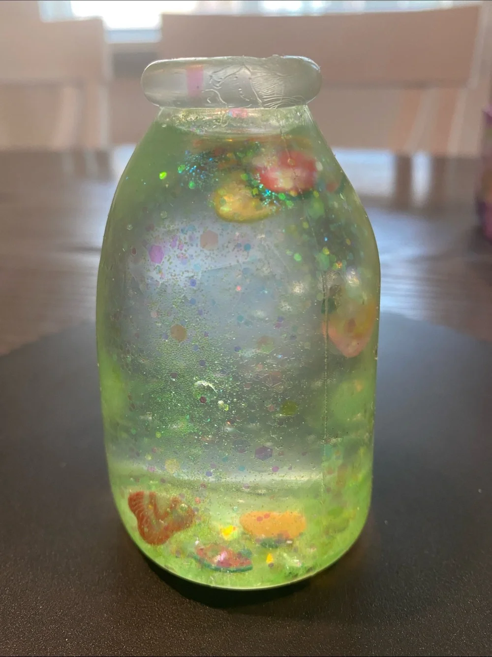 Fruit Drift Bottle Squishy Calming Glitter Sensory Bottle Toy - Green Glitter